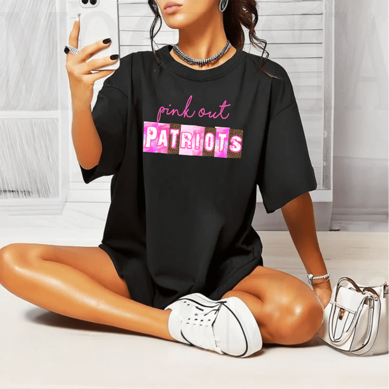 Pink Out Patriots Black Shirt Mockup