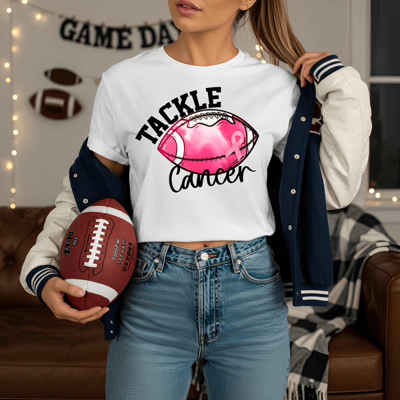 Tackle Cancer White Shirt Mockup