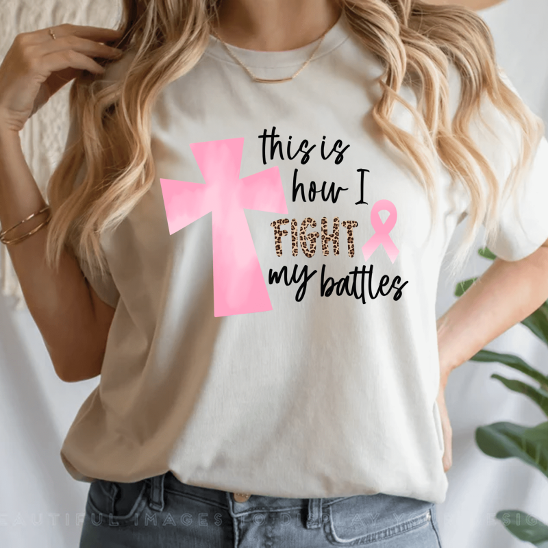 This is How I Fight My Battles Cream Shirt Mockup